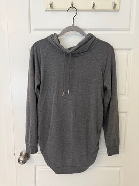 Cozy Dark Gray faux Hooded Maternity Pullover
